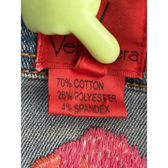 Womens Vintage Y2K Embroidered Denim Jacket Floral Button Front Very Vera Size M - Picture 4 of 15